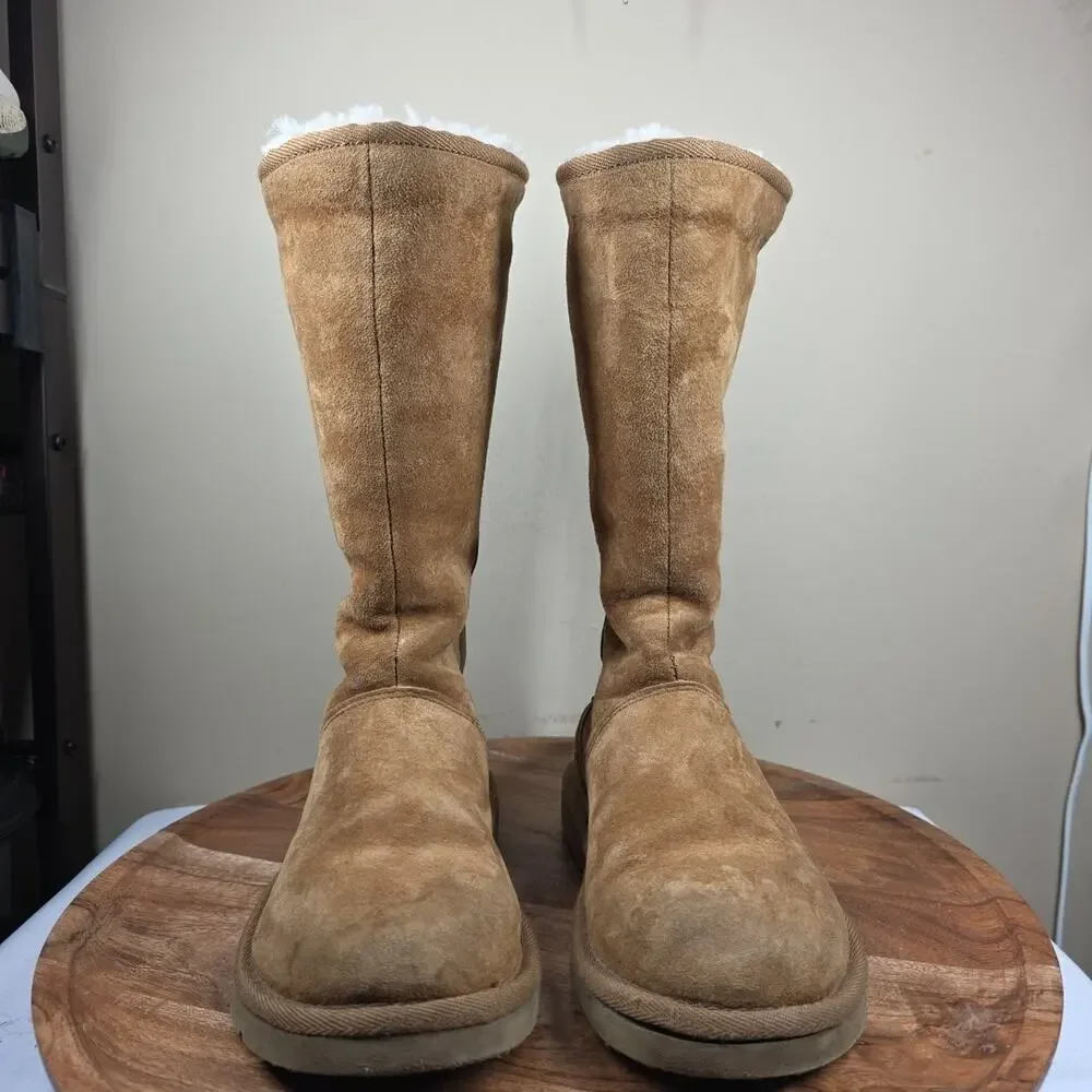 UGG Knightsbridge Womens Brown Chestnut Size 6 Knee High Zip Up Winter Boots